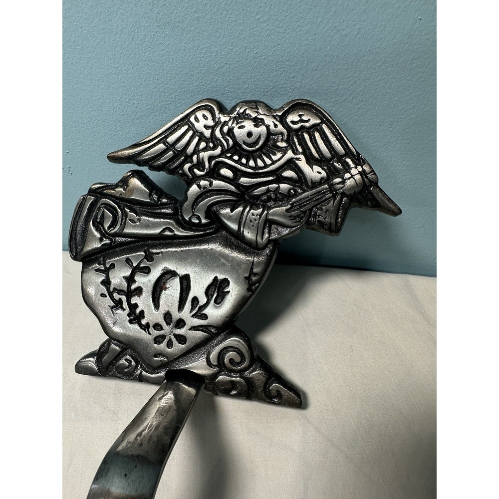 Cast Iron Angel Stocking Holder Hanger Heavy Large Hook Country Christmas